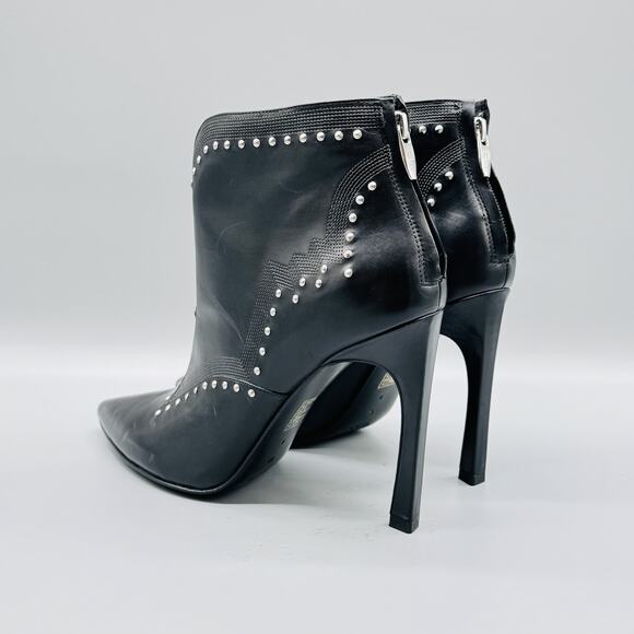 Sigerson Morrison Boots Womens 10 Black Leather Studded High Heel Pointed Toe - Picture 5 of 10